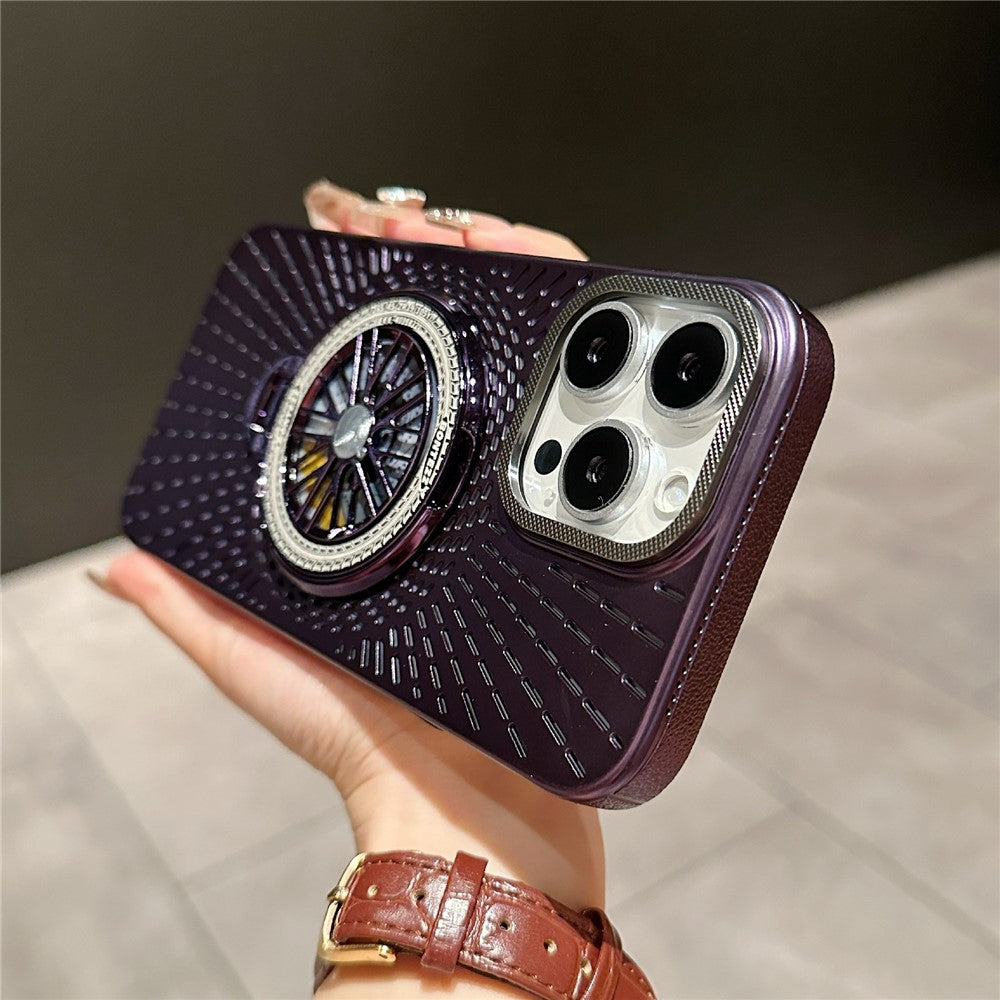 For iPhone 14 Pro Case Compatible with MagSafe Gyroscope Kickstand Heat Dissipation PC Back Cover