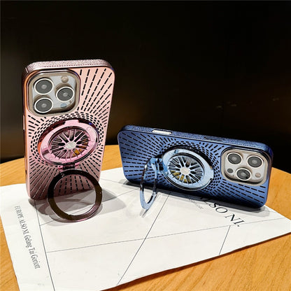 For iPhone 14 Pro Case Compatible with MagSafe Gyroscope Kickstand Heat Dissipation PC Back Cover