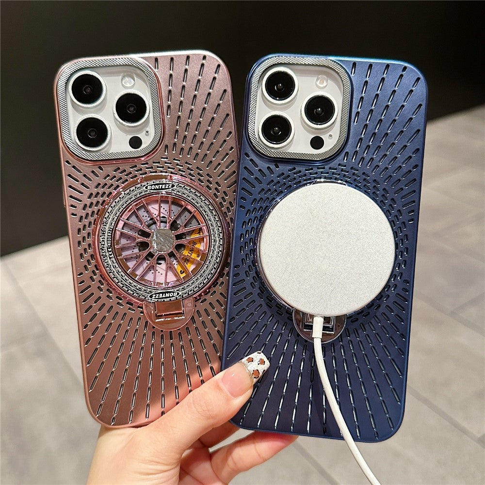 For iPhone 14 Pro Case Compatible with MagSafe Gyroscope Kickstand Heat Dissipation PC Back Cover
