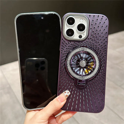 For iPhone 14 Pro Case Compatible with MagSafe Gyroscope Kickstand Heat Dissipation PC Back Cover