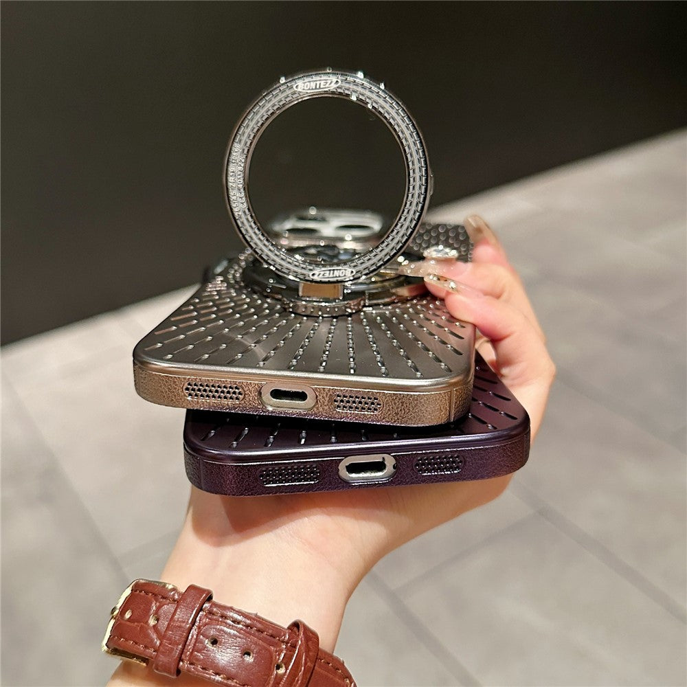 For iPhone 14 Pro Case Compatible with MagSafe Gyroscope Kickstand Heat Dissipation PC Back Cover