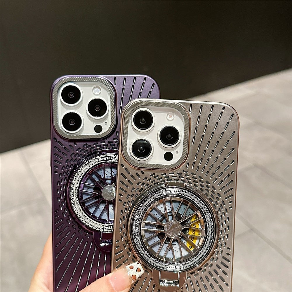 For iPhone 14 Pro Case Compatible with MagSafe Gyroscope Kickstand Heat Dissipation PC Back Cover