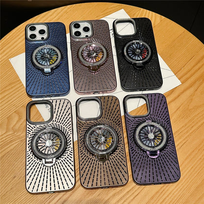 For iPhone 14 Pro Case Compatible with MagSafe Gyroscope Kickstand Heat Dissipation PC Back Cover