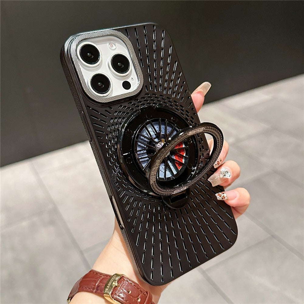 For iPhone 14 Pro Case Compatible with MagSafe Gyroscope Kickstand Heat Dissipation PC Back Cover