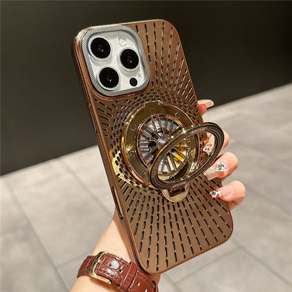 For iPhone 14 Pro Case Compatible with MagSafe Gyroscope Kickstand Heat Dissipation PC Back Cover