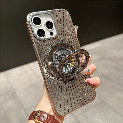 For iPhone 14 Pro Case Compatible with MagSafe Gyroscope Kickstand Heat Dissipation PC Back Cover