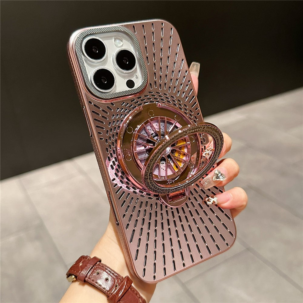 For iPhone 14 Pro Case Compatible with MagSafe Gyroscope Kickstand Heat Dissipation PC Back Cover
