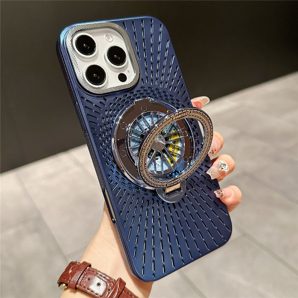 For iPhone 14 Pro Case Compatible with MagSafe Gyroscope Kickstand Heat Dissipation PC Back Cover