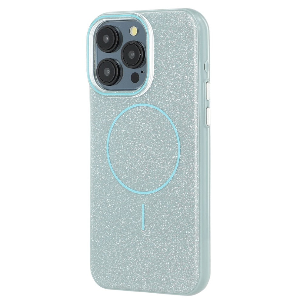 For iPhone 15 Pro Case Compatible with MagSafe Glitter Design IMD TPU + PC Phone Back Cover
