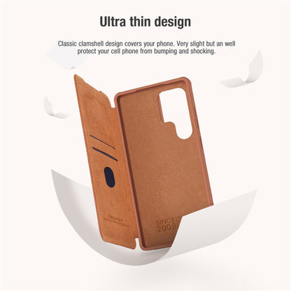 NILLKIN Qin Pro Series for Samsung Galaxy S25 Ultra Case with Card Slots Leather Phone Cover