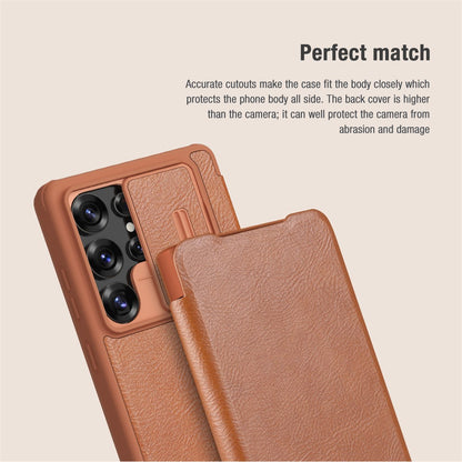 NILLKIN Qin Pro Series for Samsung Galaxy S25 Ultra Case with Card Slots Leather Phone Cover