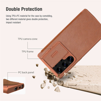 NILLKIN Qin Pro Series for Samsung Galaxy S25 Ultra Case with Card Slots Leather Phone Cover