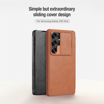 NILLKIN Qin Pro Series for Samsung Galaxy S25 Ultra Case with Card Slots Leather Phone Cover