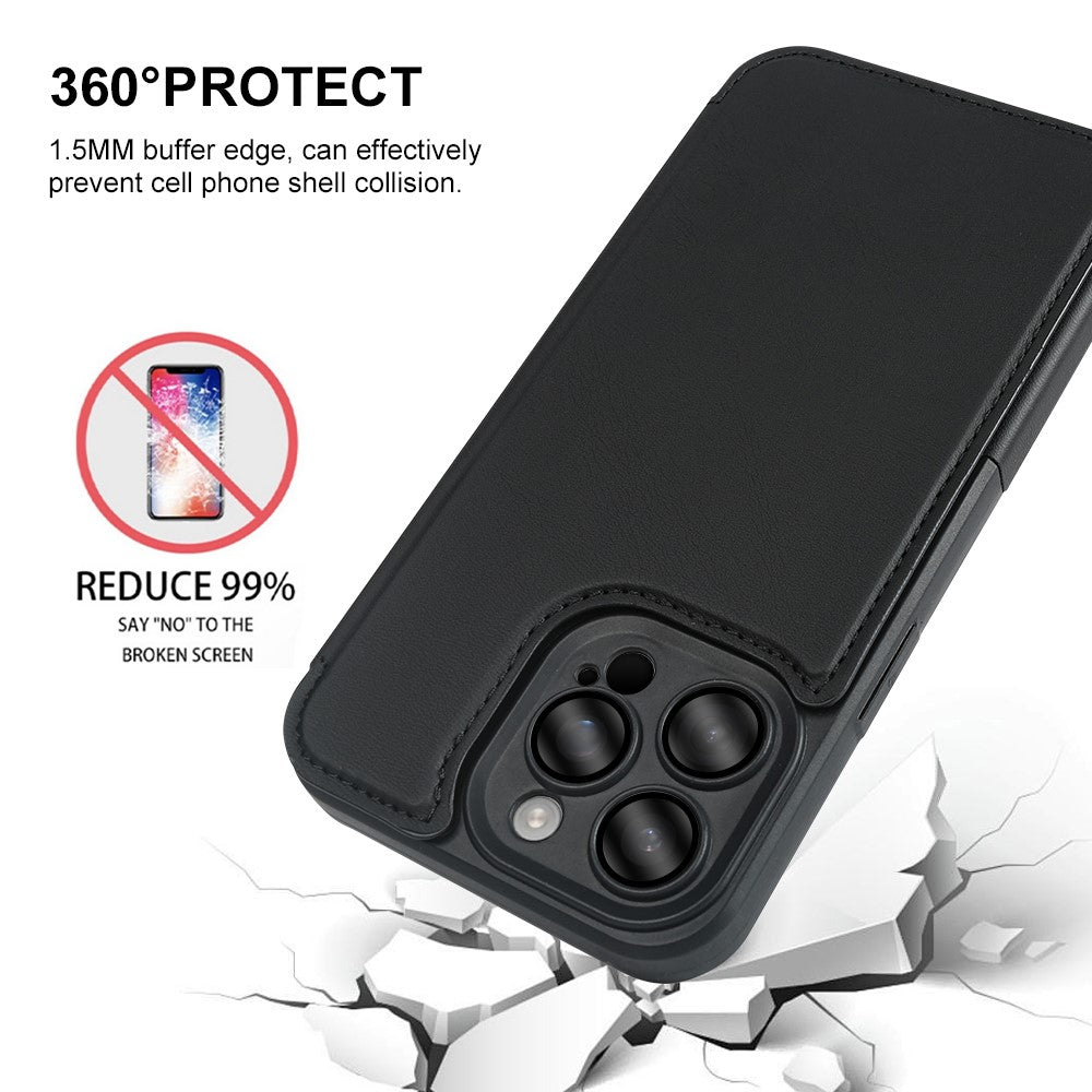 For iPhone 14 Pro Magnetic Case RCS Eco Friendly Flip Phone Cover with Kickstand RFID Blocking