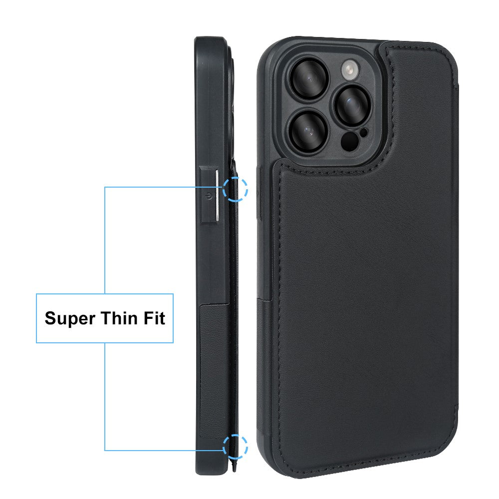 For iPhone 14 Pro Magnetic Case RCS Eco Friendly Flip Phone Cover with Kickstand RFID Blocking