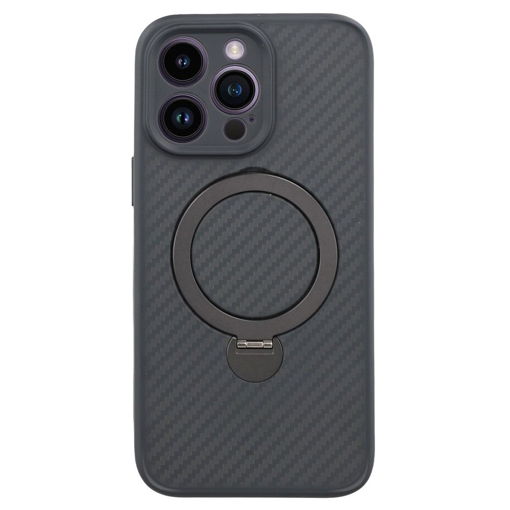 For iPhone 14 Pro Case Compatible with MagSafe Kickstand TPU + PC Phone Cover Carbon Fiber Texture