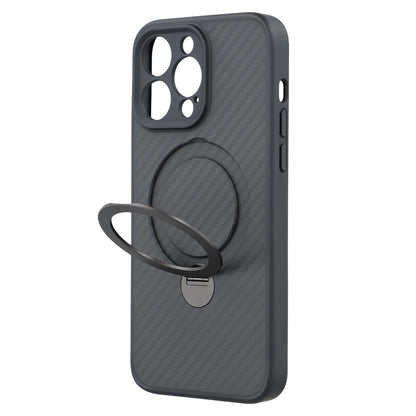 For iPhone 14 Pro Case Compatible with MagSafe Kickstand TPU + PC Phone Cover Carbon Fiber Texture
