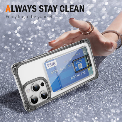 For iPhone 14 Pro Case Reinforced Corners TPU + Acrylic Phone Cover with Kickstand Card Holder