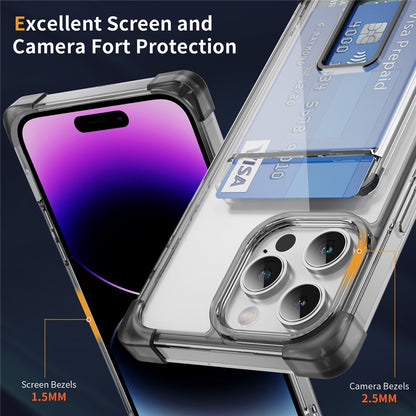 For iPhone 14 Pro Case Reinforced Corners TPU + Acrylic Phone Cover with Kickstand Card Holder