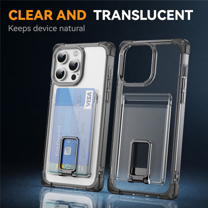 For iPhone 14 Pro Case Reinforced Corners TPU + Acrylic Phone Cover with Kickstand Card Holder