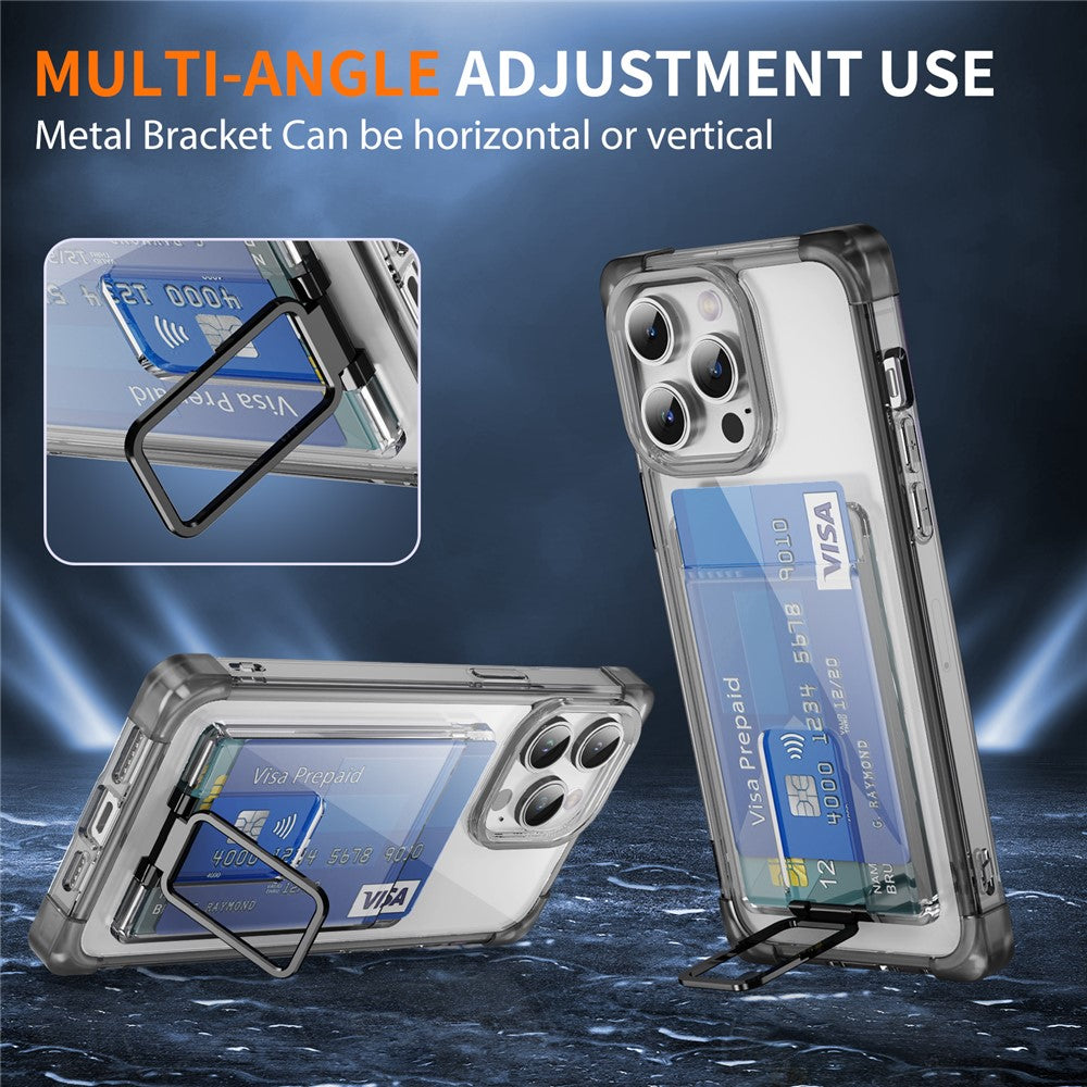 For iPhone 14 Pro Case Reinforced Corners TPU + Acrylic Phone Cover with Kickstand Card Holder