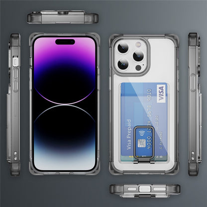For iPhone 14 Pro Case Reinforced Corners TPU + Acrylic Phone Cover with Kickstand Card Holder