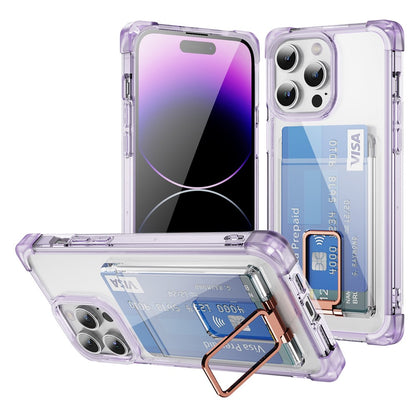 For iPhone 14 Pro Case Reinforced Corners TPU + Acrylic Phone Cover with Kickstand Card Holder