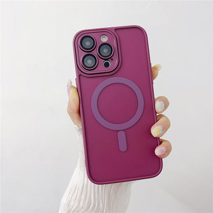 For iPhone 14 Pro Magnetic Case with Lens Film / Detachable Lens Frame Hybrid Phone Back Cover