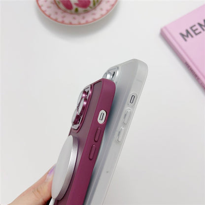 For iPhone 14 Pro Magnetic Case with Lens Film / Detachable Lens Frame Hybrid Phone Back Cover