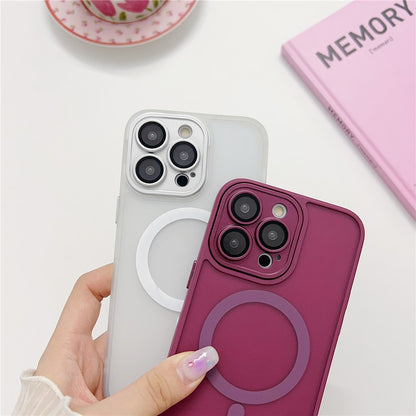 For iPhone 14 Pro Magnetic Case with Lens Film / Detachable Lens Frame Hybrid Phone Back Cover