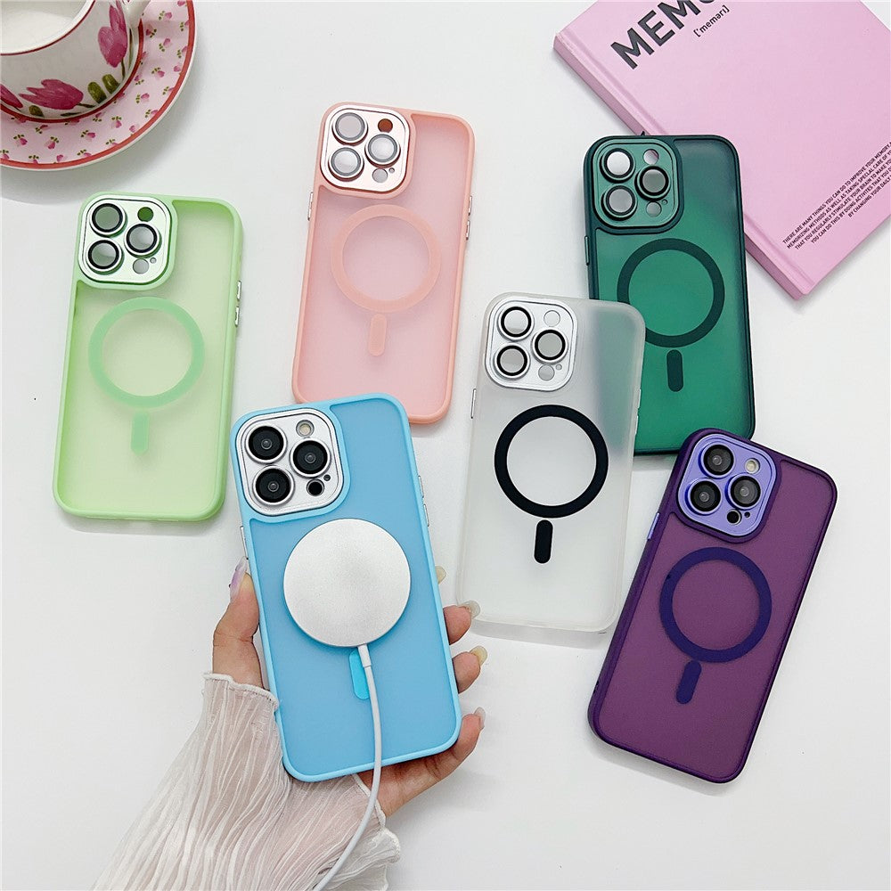 For iPhone 14 Pro Magnetic Case with Lens Film / Detachable Lens Frame Hybrid Phone Back Cover