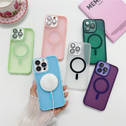 For iPhone 14 Pro Magnetic Case with Lens Film / Detachable Lens Frame Hybrid Phone Back Cover