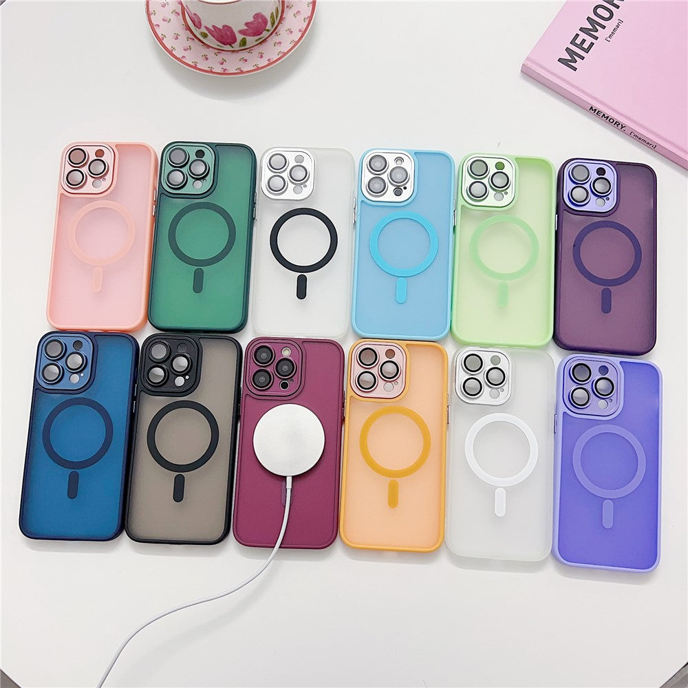 For iPhone 14 Pro Magnetic Case with Lens Film / Detachable Lens Frame Hybrid Phone Back Cover