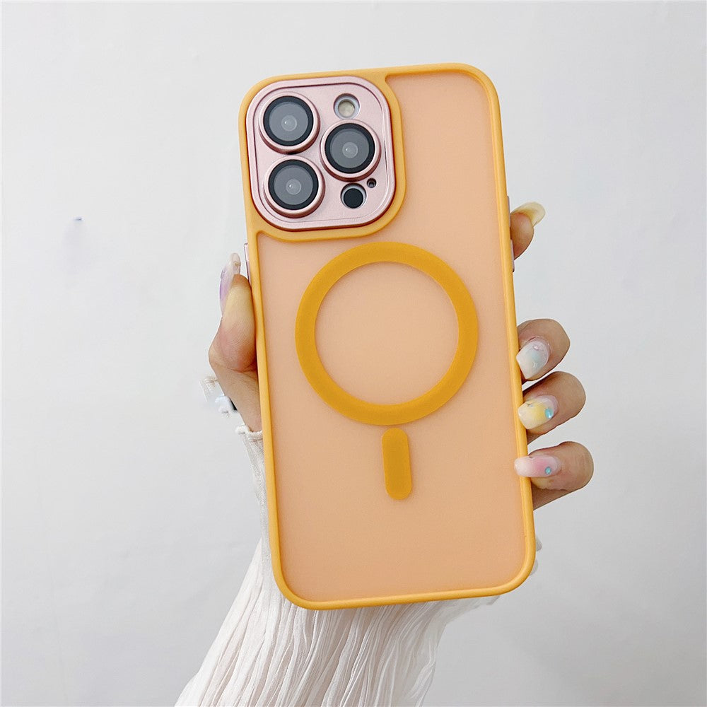 For iPhone 14 Pro Magnetic Case with Lens Film / Detachable Lens Frame Hybrid Phone Back Cover