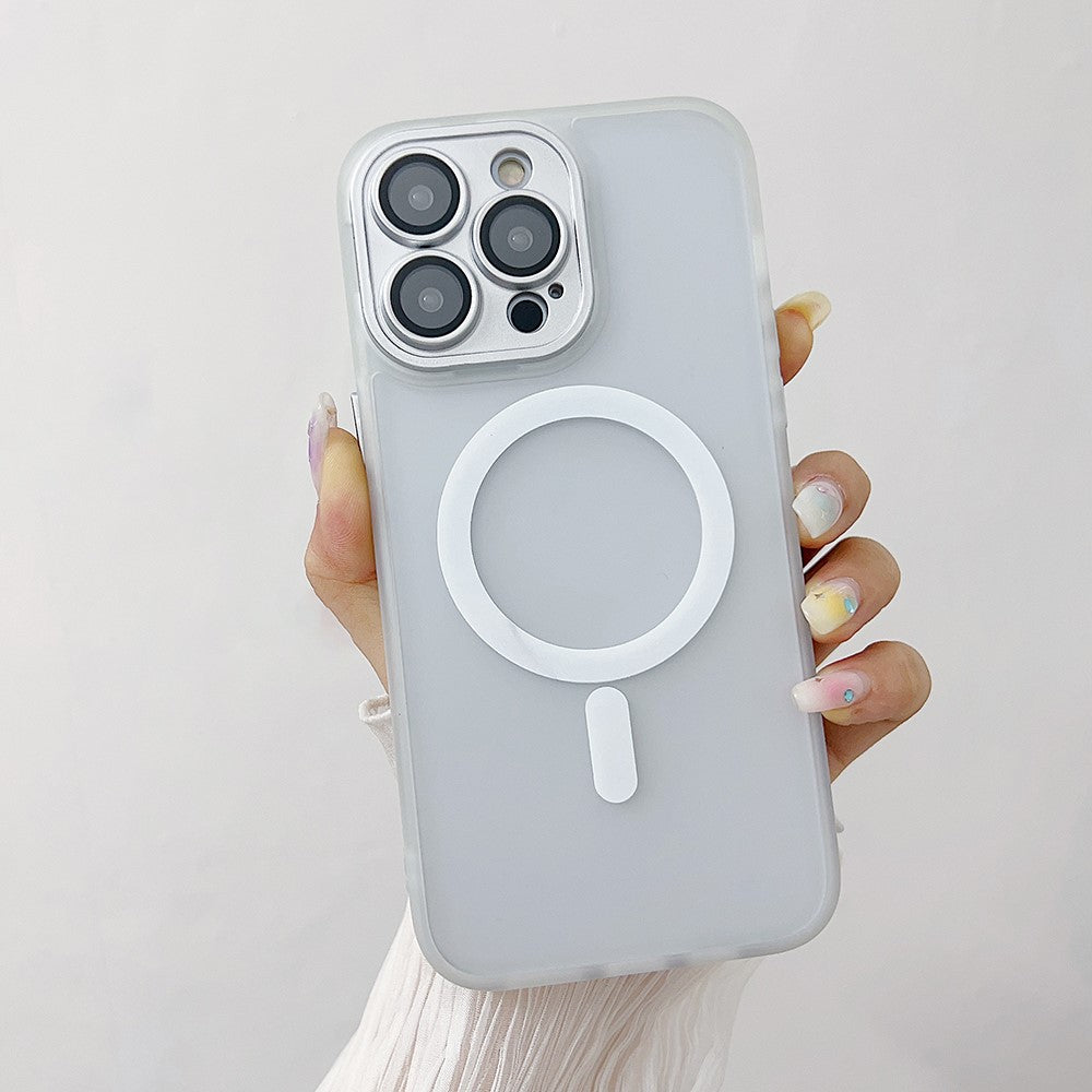 For iPhone 14 Pro Magnetic Case with Lens Film / Detachable Lens Frame Hybrid Phone Back Cover