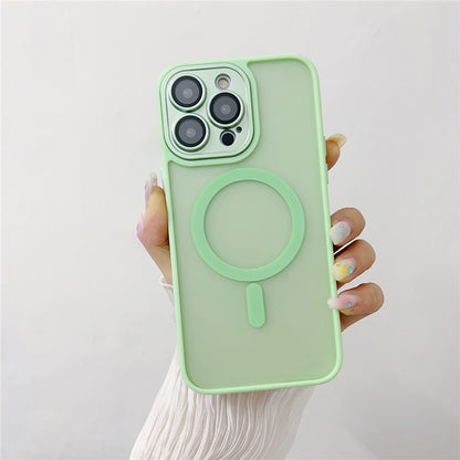 For iPhone 14 Pro Magnetic Case with Lens Film / Detachable Lens Frame Hybrid Phone Back Cover