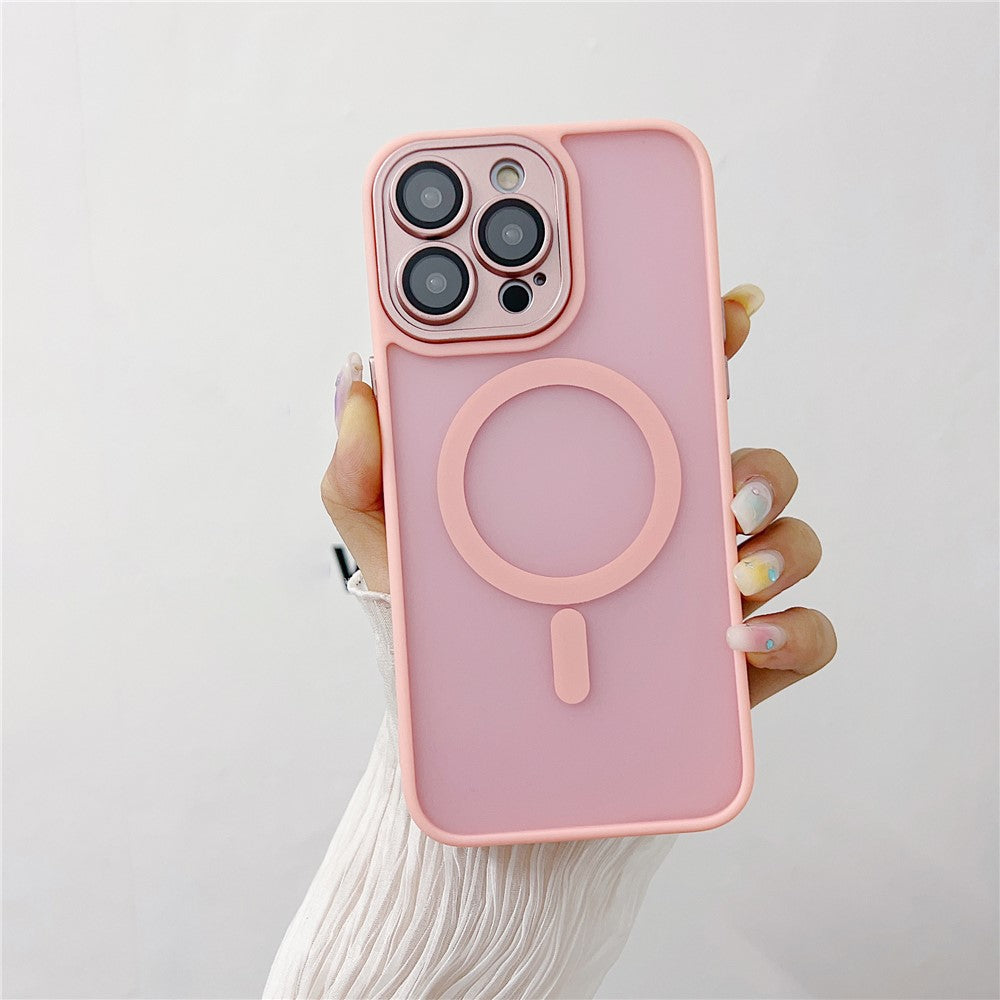For iPhone 14 Pro Magnetic Case with Lens Film / Detachable Lens Frame Hybrid Phone Back Cover