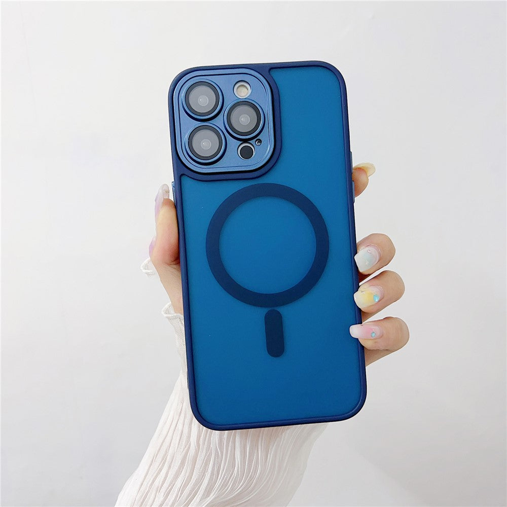 For iPhone 14 Pro Magnetic Case with Lens Film / Detachable Lens Frame Hybrid Phone Back Cover