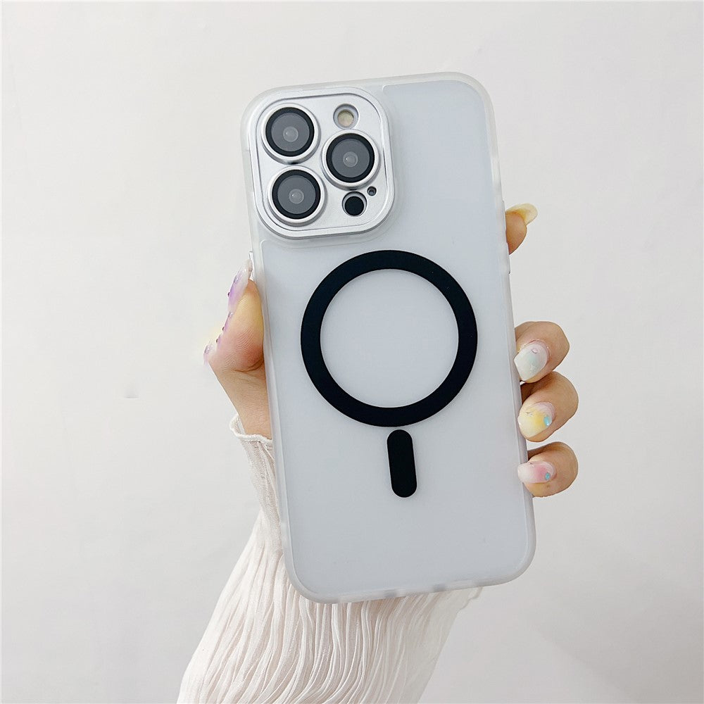 For iPhone 14 Pro Magnetic Case with Lens Film / Detachable Lens Frame Hybrid Phone Back Cover