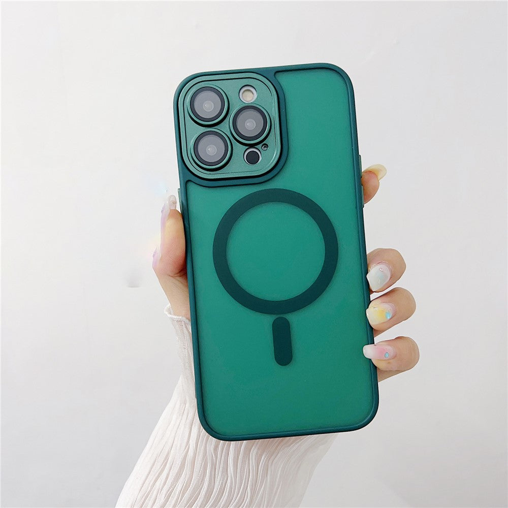 For iPhone 14 Pro Magnetic Case with Lens Film / Detachable Lens Frame Hybrid Phone Back Cover