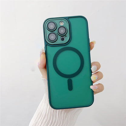 For iPhone 14 Pro Magnetic Case with Lens Film / Detachable Lens Frame Hybrid Phone Back Cover