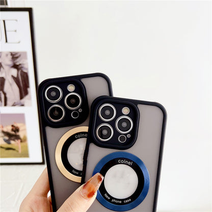 For iPhone 14 Pro Case Compatible with MagSafe Ring Logo View TPU + PC Phone Cover