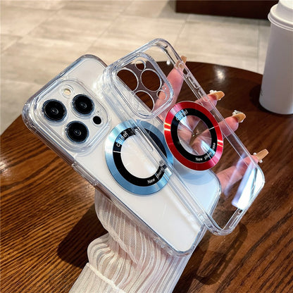For iPhone 14 Pro Magnetic Case Clear Back Phone Cover TPU + PC with Ring Logo View