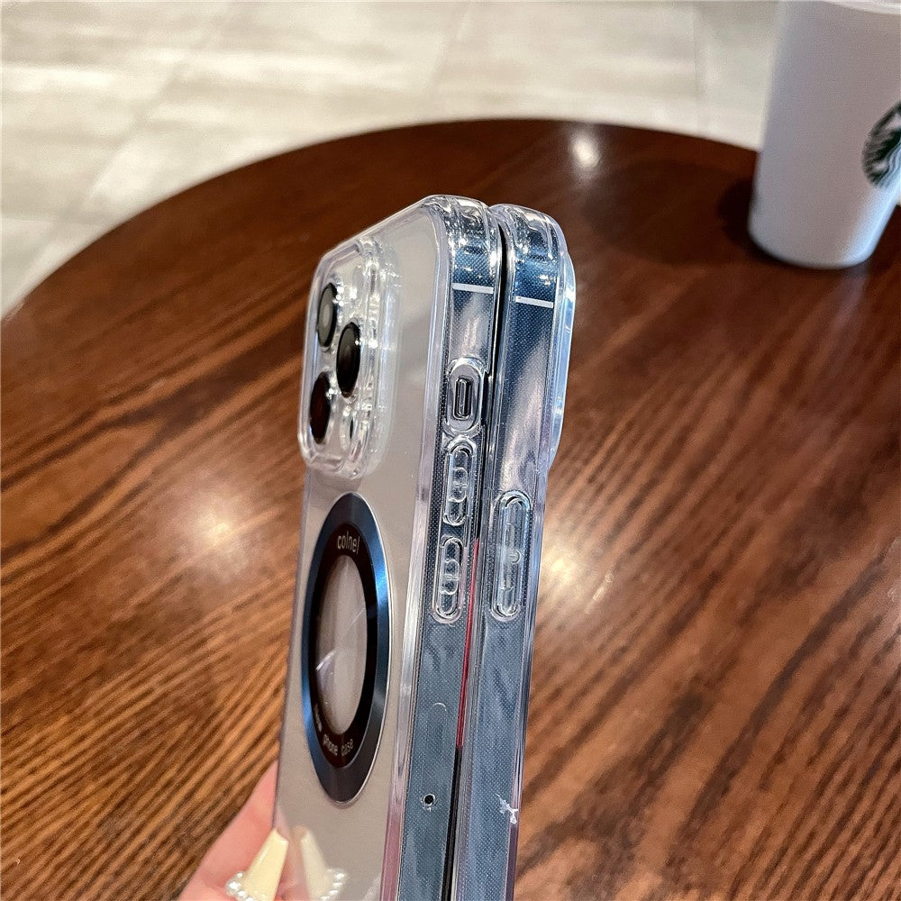 For iPhone 14 Pro Magnetic Case Clear Back Phone Cover TPU + PC with Ring Logo View