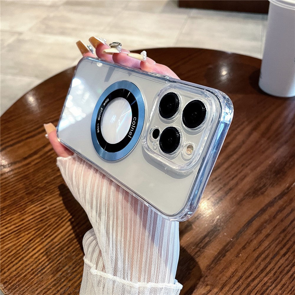 For iPhone 14 Pro Magnetic Case Clear Back Phone Cover TPU + PC with Ring Logo View