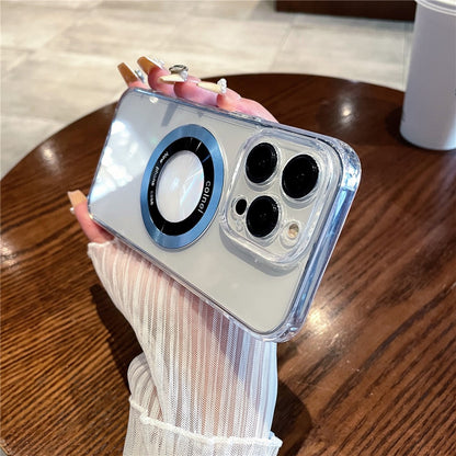 For iPhone 14 Pro Magnetic Case Clear Back Phone Cover TPU + PC with Ring Logo View
