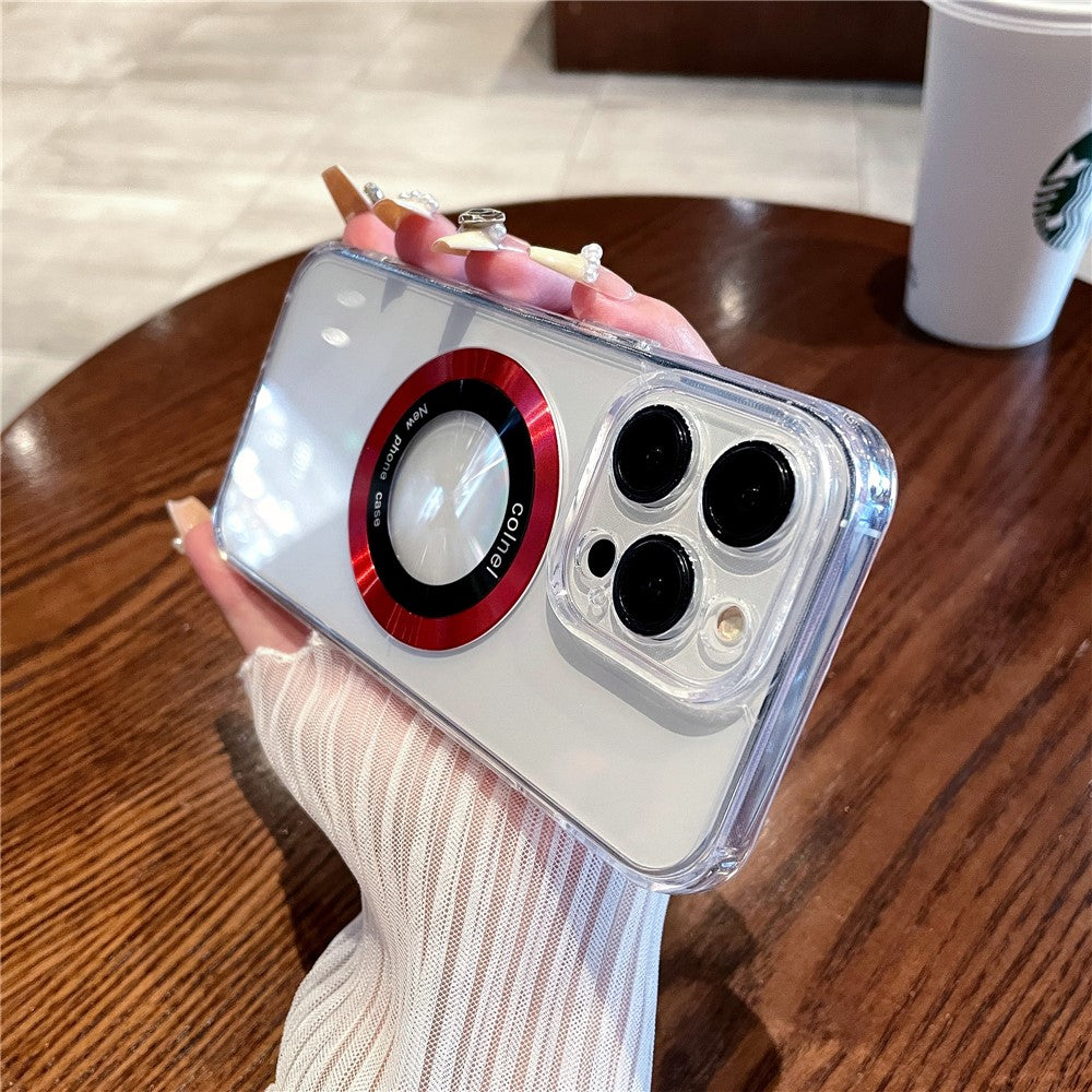 For iPhone 14 Pro Magnetic Case Clear Back Phone Cover TPU + PC with Ring Logo View