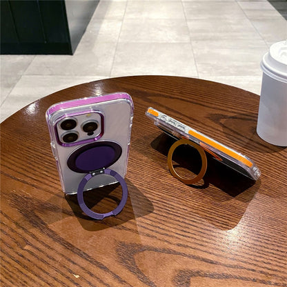 For iPhone 14 Pro Magnetic Case with Kickstand PC + TPU Clear Phone Back Cover
