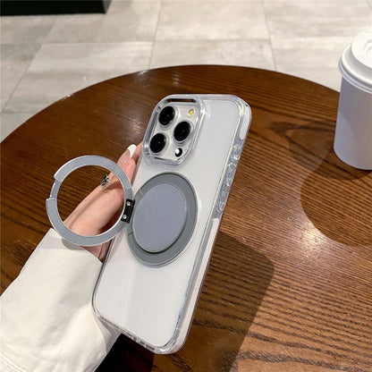 For iPhone 14 Pro Magnetic Case with Kickstand PC + TPU Clear Phone Back Cover