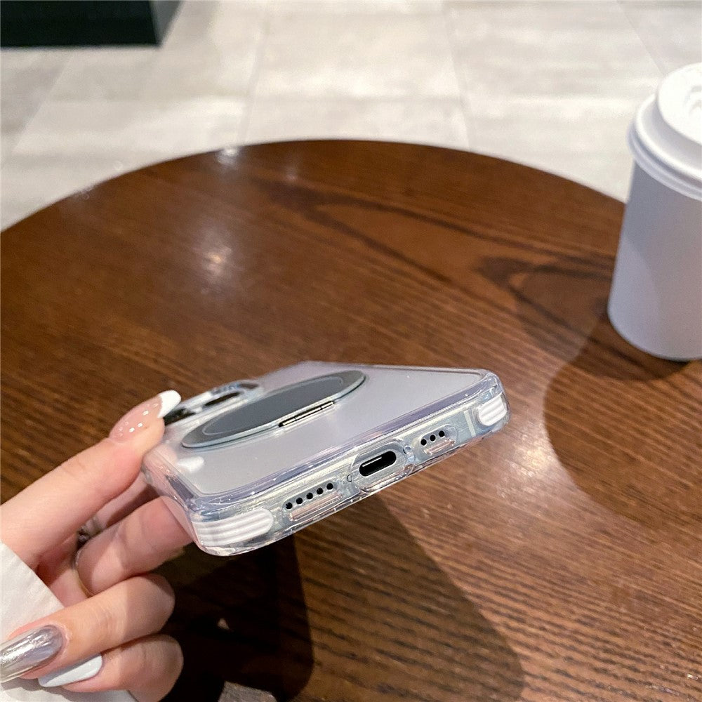 For iPhone 14 Pro Magnetic Case with Kickstand PC + TPU Clear Phone Back Cover